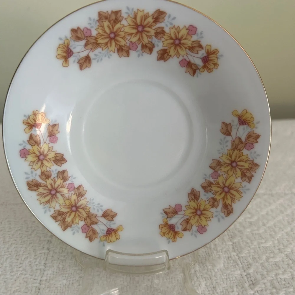 Vintage Floral Demitasse Cup Teacup and Saucer Set